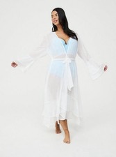 Torrid Chiffon Ruffle Kimono Swim Cover-Up Bright White Size 0XL NWOT