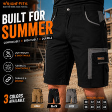 Mens Cargo Work Shorts Combat Multi Pocket Black Grey Workwear All Sizes