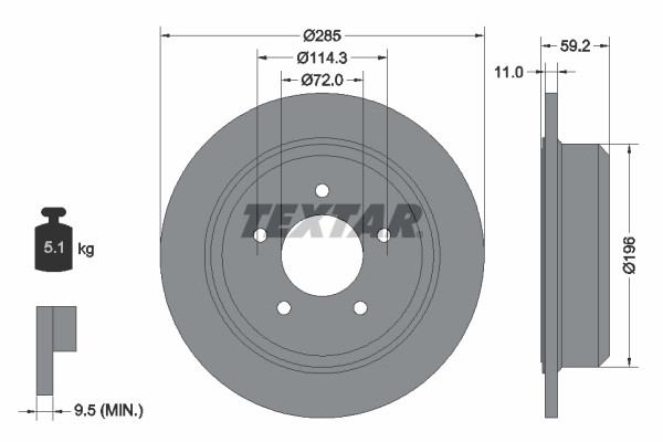 2Er-Set 2Er Set Bremsscheibe Textar 92169403 Jeep 2AMV8184AA Jeep 52008184-image