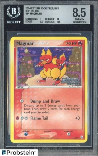 2004 Pokemon EX Team Rocket Returns #44 Magmar Reverse Foil BGS 8.5 NM-MT+