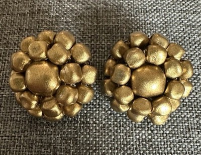 Vintage Alice Caviness Earrings Goldtone Clip On Designer Signed