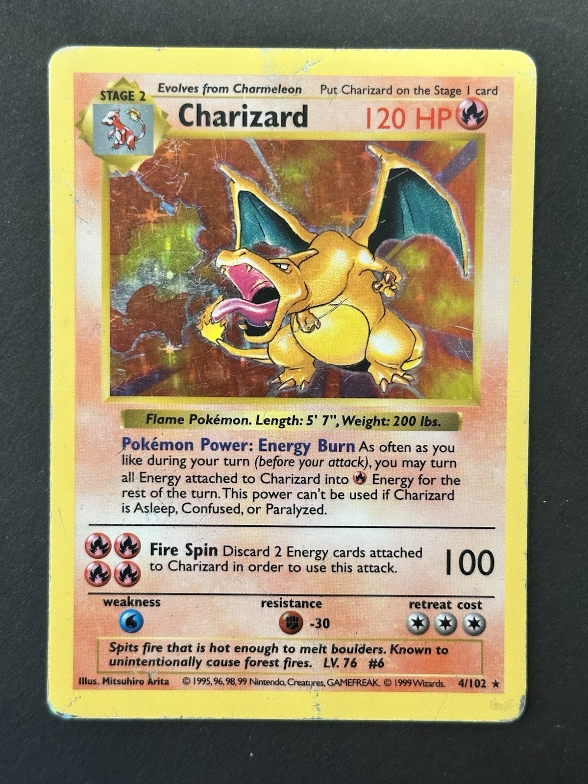 Charizard 4/102 Shadowless Holo Pokemon 1999