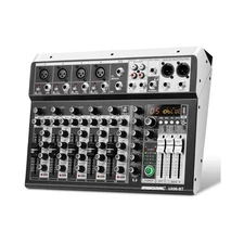 6 Channel Audio Interface Sound Board Mixing Console 16-Bit DSP DJ Mixer Audi...