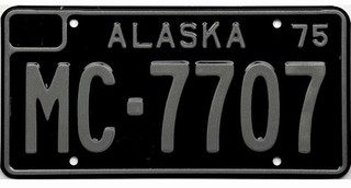 99 CENT SALE 1975 Alaska BLACK TRUCK License Plate #MC 7707 Oil Pipeline NR