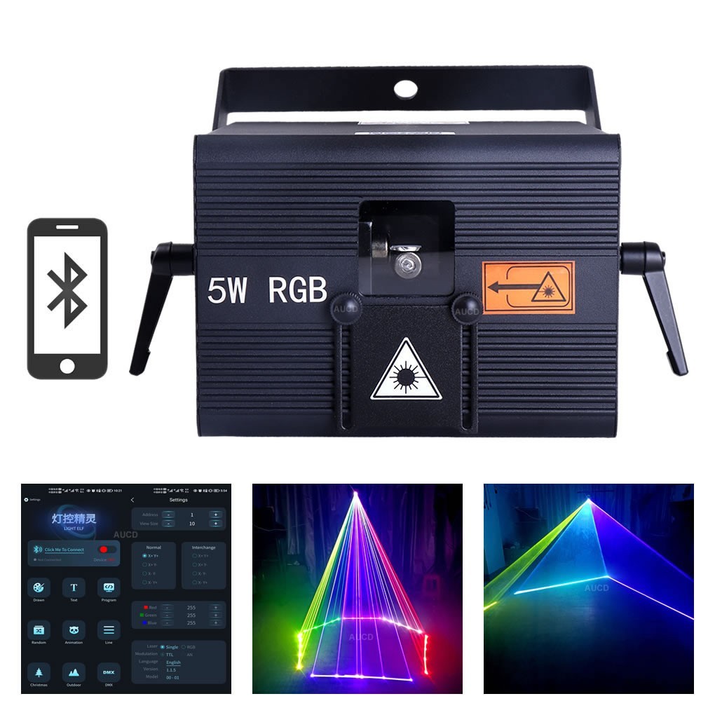 5W iOS Android App RGB Animation DMX iLDA Projector Laser Lights