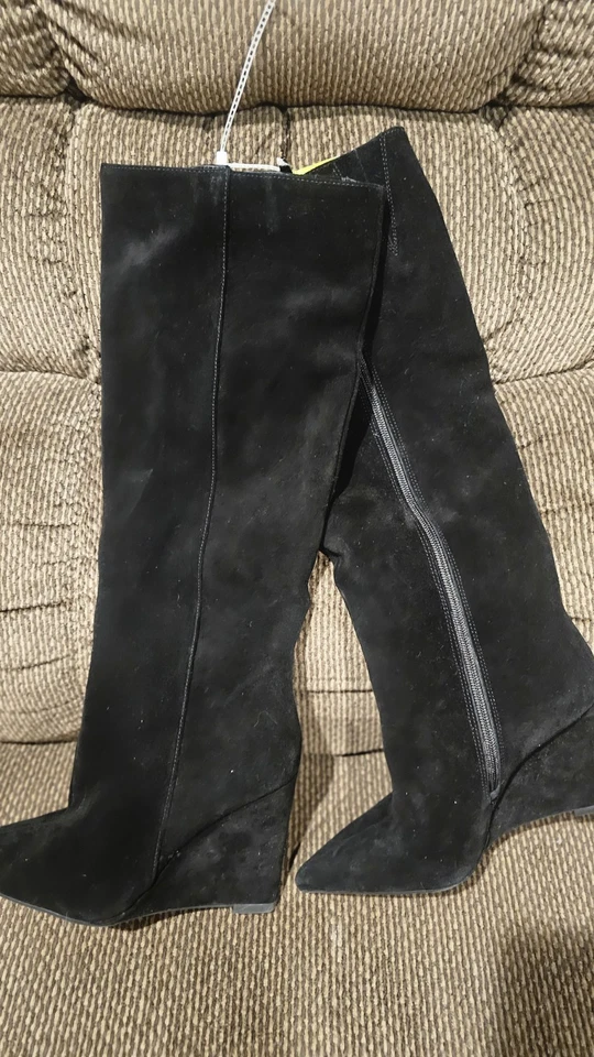 Botas de cuña de gamuza negras para mujer Gianni Bini talla 6,5 Foto 4 de 4