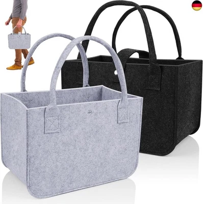 PUWOWYE 2 Stück Filztaschen Shopper, Filztasche, Faltbar Tragetasche Shopping
