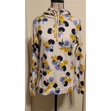 Joules Marlston Print Floral Hoodie Lilypadflr Blue Yellow Cotton Sz 10 205610