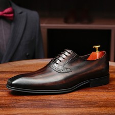 Mens Shoes New Business Dress Genuine Leather Oxford Wedding Groom Pointed Shoes