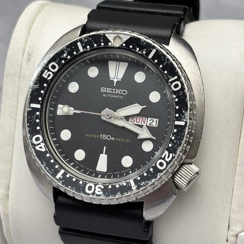 Vintage Seiko 6309-7040 Turtle Dive Watch Mens Automatic Black Steel - Runs