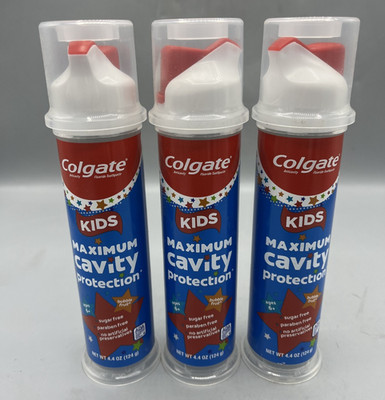 Lot Of 3 Colgate Kids Toothpaste Pump Maximum Cavity Protection 4.4oz Exp. 10/26