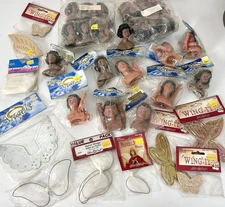 Lot Dolls Crafts  Darice Angel Heads & Arms & Various Craft Wings NOS