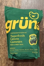Gruns Adults Super Greens Gummies, Multivitamin Superfood Gummy Bears 28 Packs