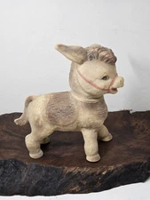 Sun Rubber Donkey Squeak Toy Vintage 1961 Burrow Horse Red Baby Nursery Decor