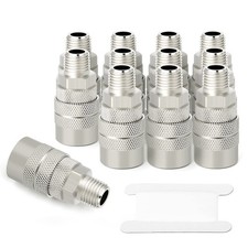 12 PCS 3/8 Inch Male Industrial Coupler 1/4 Inch Basic Flow Quick Connect Air