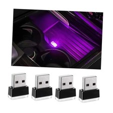 4 PCS USB LED Car Interior Atmosphere Lamp, Plug-in USB Interface Trunk Purple