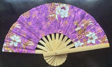 Fan Thai Folding Pink Red Flowers Hand Bamboo Thailand Decor    28