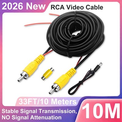 33FT 10M RCA Video Cable Pure Copper Core for Backup Camera Double Shielded