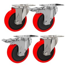 4 Pack 100mm Heavy Duty Rubber Caster Wheels ? Swivel Furniture & Trolley Castor