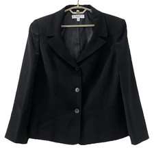 Le Suit Essentials Women's Blazer Jacket 18 Black Lined 3-Button Career Corpcore