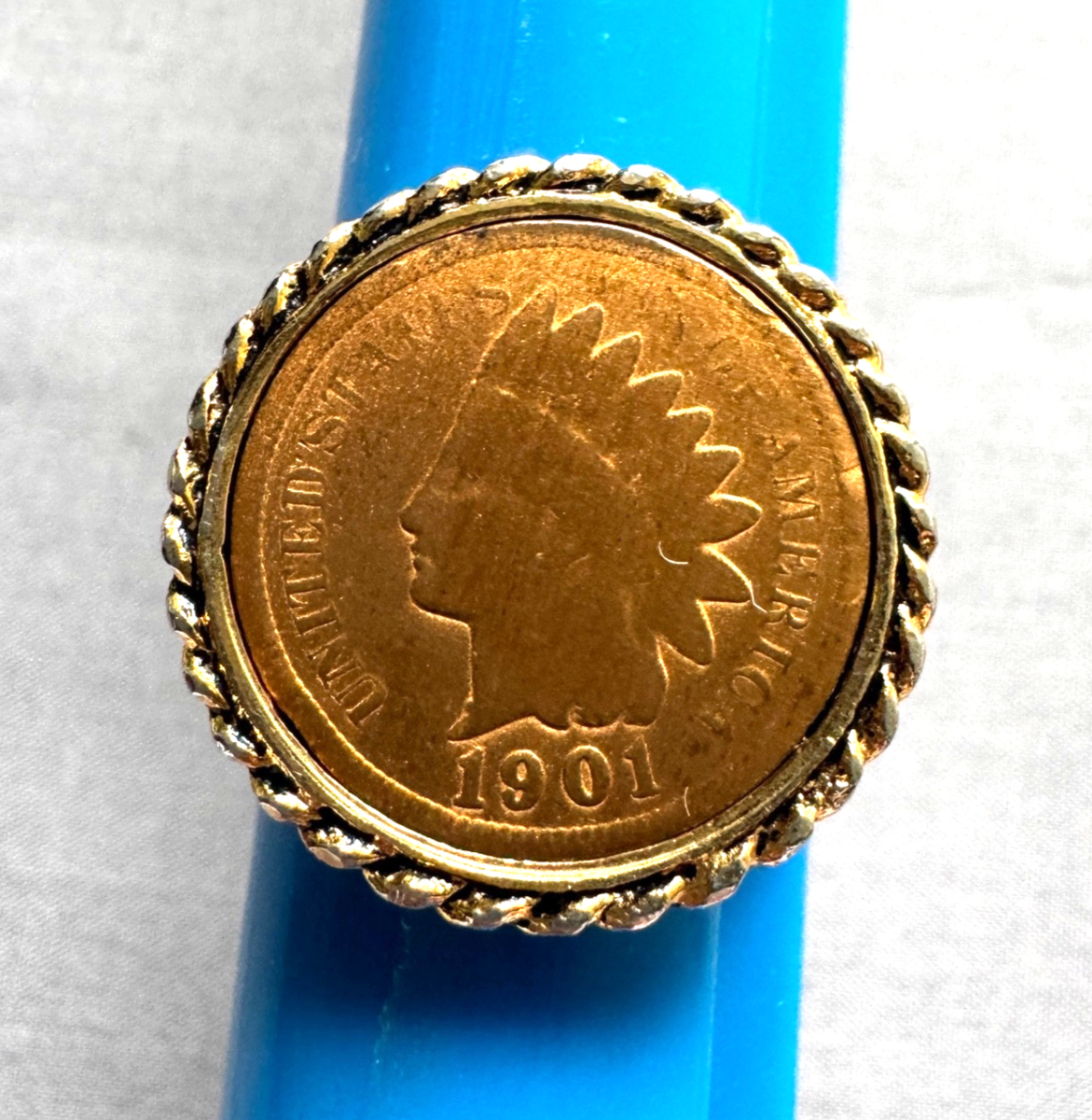 Vtg 1901 Indian Head Penny Ring 18KGF Size 12.25 | eBay