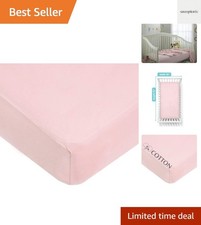 100 Natural Cotton Fitted Crib Sheet 52" x 28" - Soft, Breathable, Hypoaller...