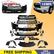 Front Complete Bumper Cover Kit W/ Grille Fog For 2014-2016 Toyota Highlander