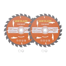 2pcs 7.25-inch Metal Cutting Circular Saw Blade 5/8-inch Arbor 24T with Washer