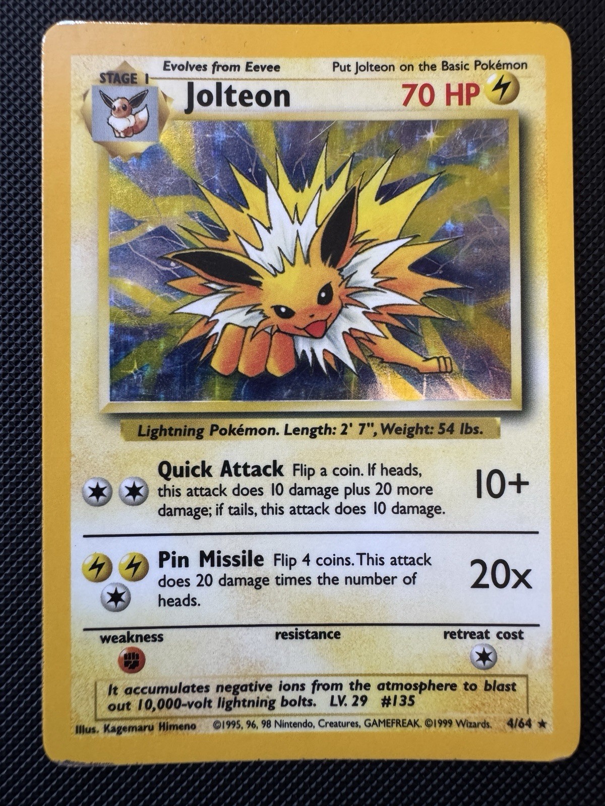 Jolteon 4/64 Holo Rare Jungle Pokémon Card No Symbol Error MP