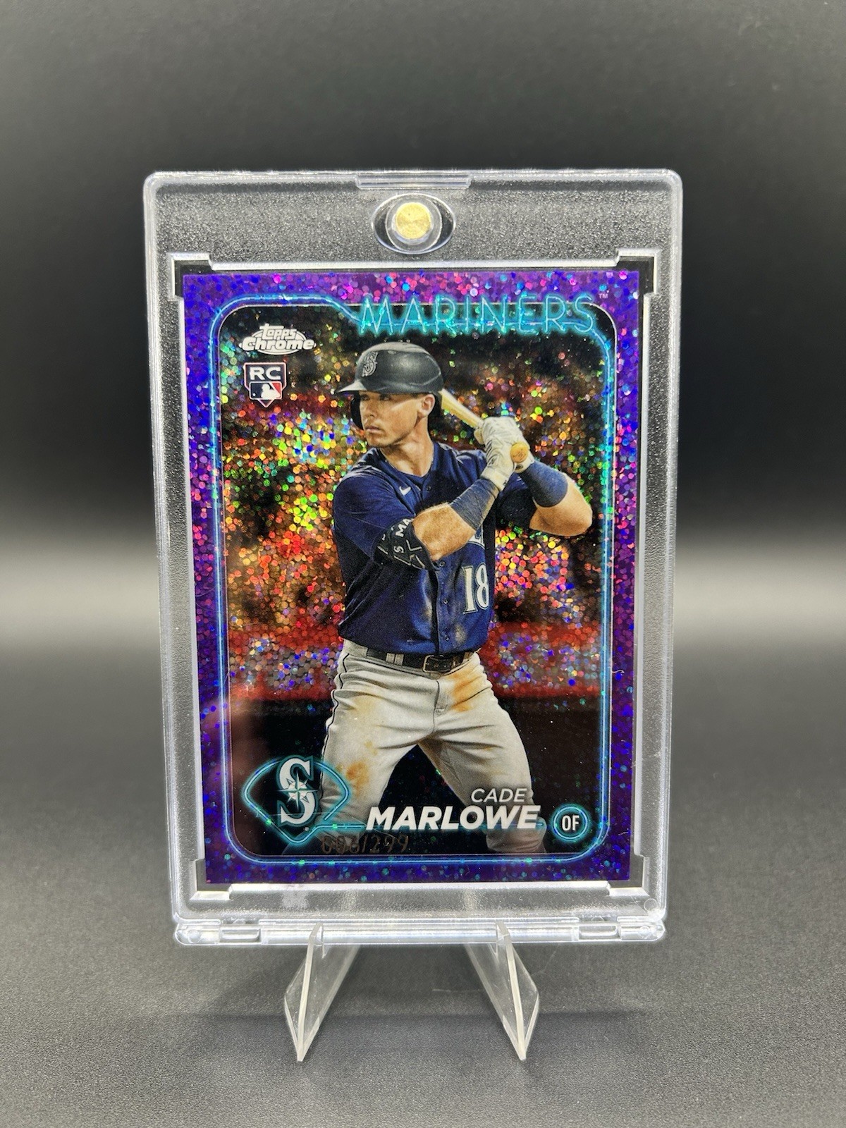 2024 Topps Chrome 266 Purple Speckle Cade Marlowe Mariners Rookie RC #'d/299