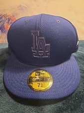 New Era 59Fifty Logo Cap Los Angeles Dodgers LA Royal Blue Fitted Hat 7 5/8