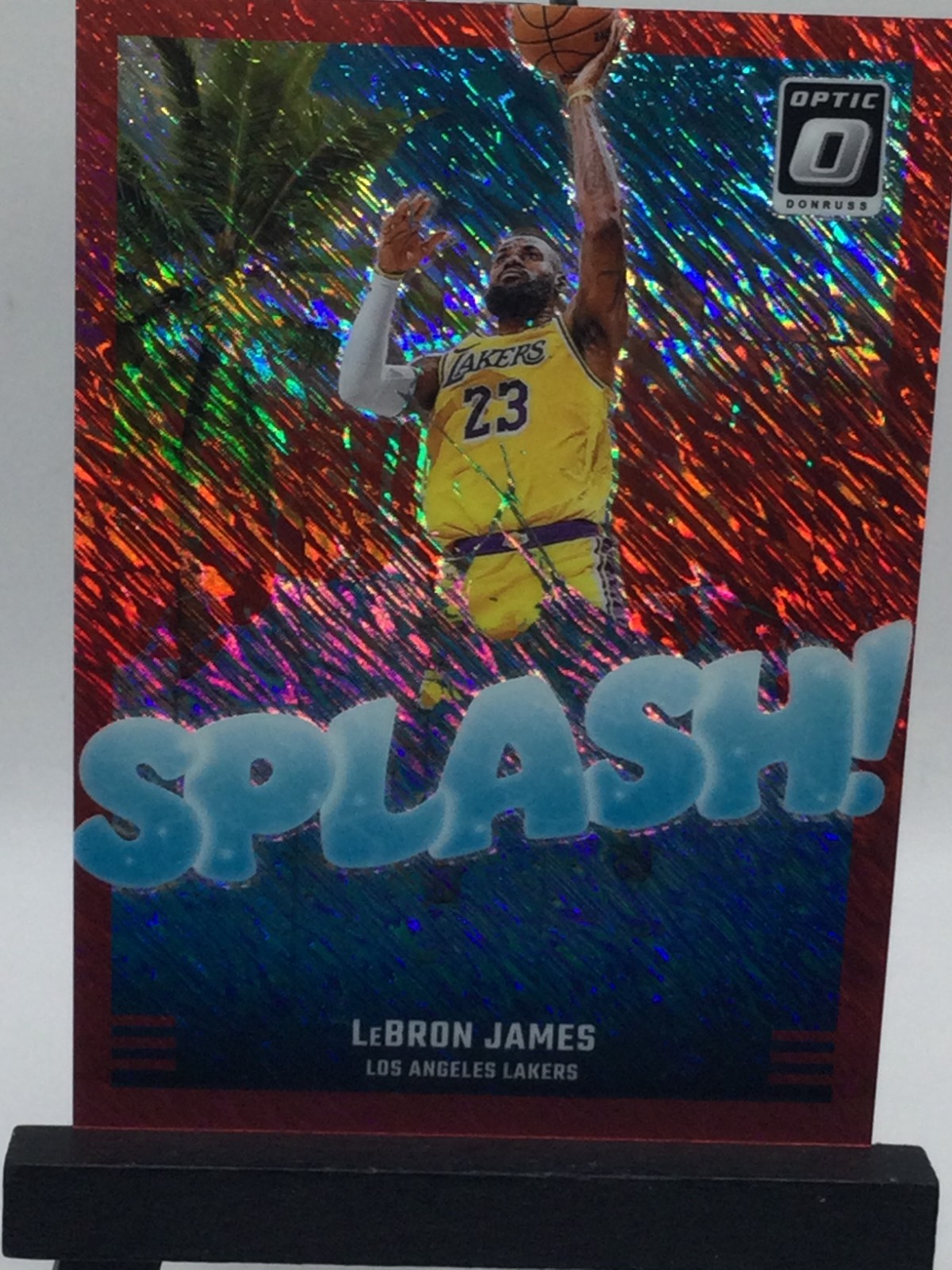 2024-25 Panini Donruss Optic - Splash! LeBron James #5 Red Shimmer Prizm 02/75