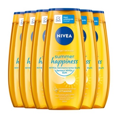 NIVEA Pflegedusche Summer Happiness Duschgel Sonnenduft Vitamin C & E 6 x 250 ml