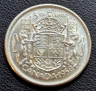 1958 Canada Silver 50-Cent Half Dollar Coin - 80% Silver - Better Grade