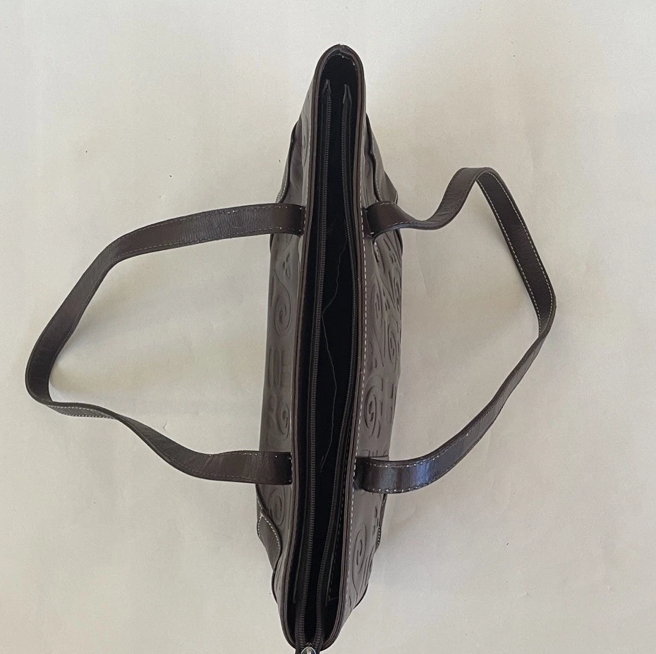 Bolsa de ombro Pineda Covalin couro marrom em relevo - Imagem 3 de 4