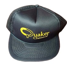 Quaker Chemical Trucker Hat Cap Dark Blue  Yellow Snap Back Crown Mesh