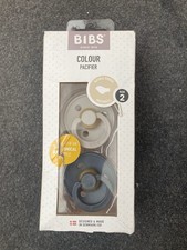 Bibs Colour Pacifier Anatomical Soother Dummies X2 Pack Neutral Cream Grey BNIB