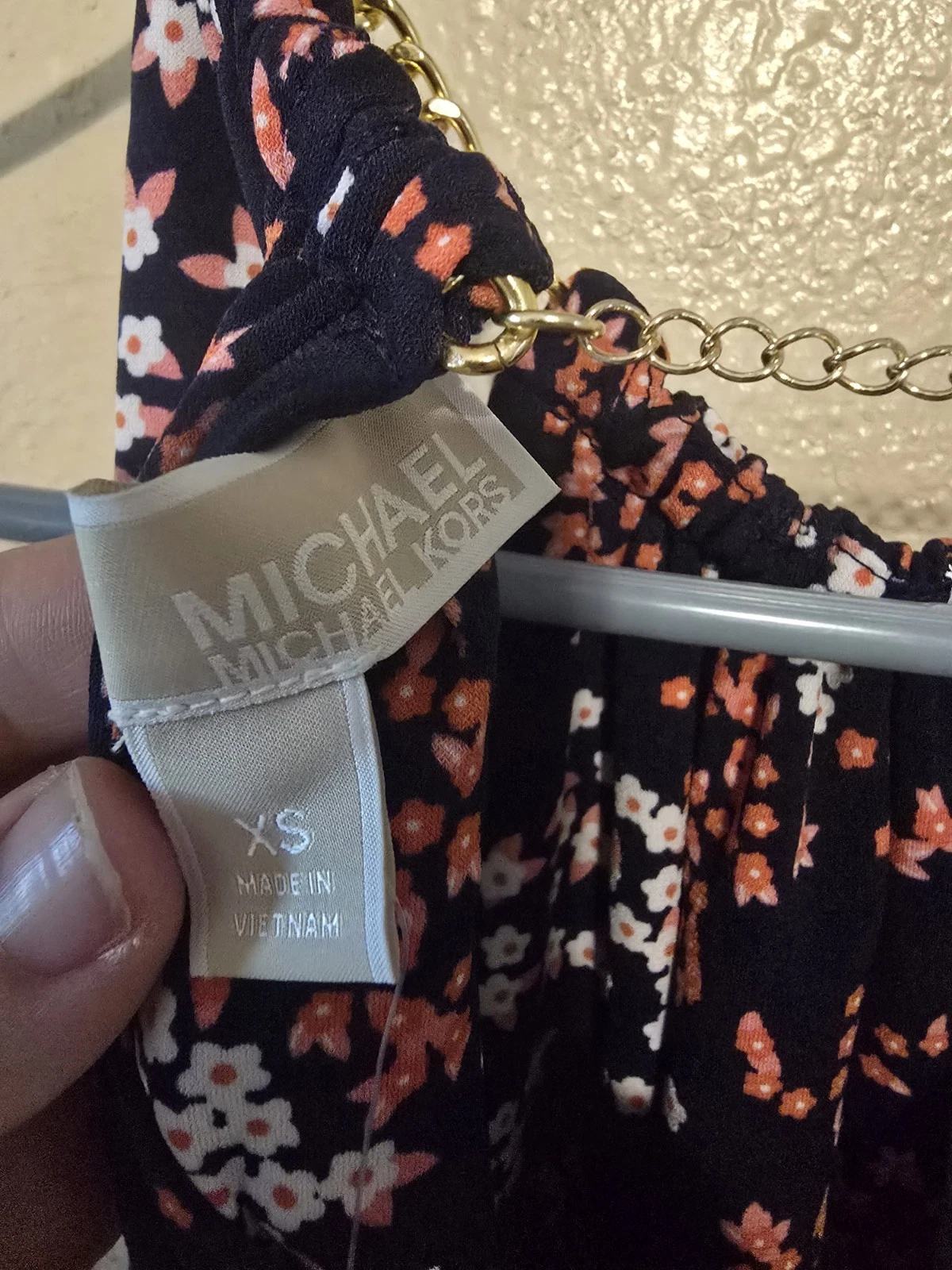 Abito a tubino smanicato Michael Kors blu navy e rosa floreale. Taglia XS
