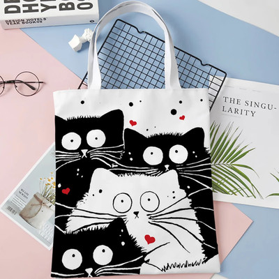 Niedliche Katze Einkauf Lebensmittel wiederverwendbar Schulmädchen Geschenk Andeiltech Tragetasche für Frauen