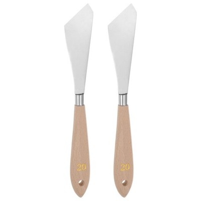 2pcs 32mm No.20 Oil Painting Palette Knives Stainless Steel Spatula Wood Handle