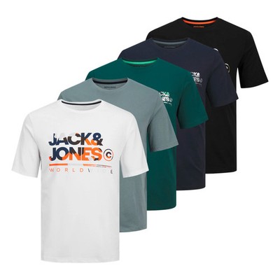 JACK&JONES Herren T-Shirt, 5er Pack - JJLUKE TEE 5PK, Kurzarm, Rundhals, Baum...