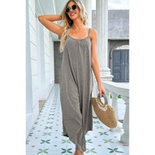 Round Neck Pocketed Sleeveless Jumpsuit