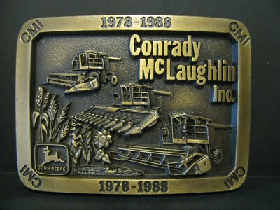 John Deere Dealership CMI CONRADY McLAUGHLIN Combine Harvester Brass Belt Buckle