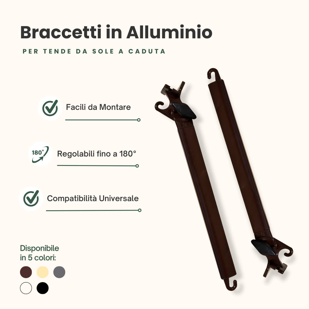 Braccetti Per Tende Da Sole In Alluminio 50 Cm Coppia Kit Con Occhioli Vari Colori | Leroy Merlin - 4