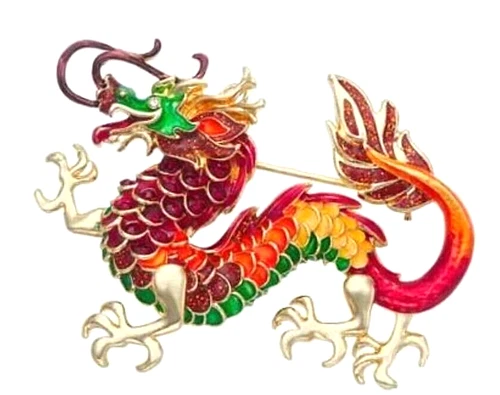 Napier 2024 Year of the Dragon Pin Chinese New Year Gold Tone NEW w Gift Box