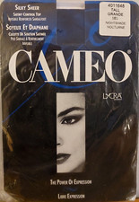 Vintage Pantyhose Cameo Silky Sheer Sandalfoot Color Nightshade Size Tall BDR2