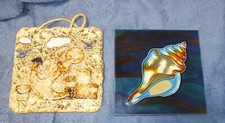 Pair of Nautical Tiles: Nautilus Sea Shell. & Anchor/Beach