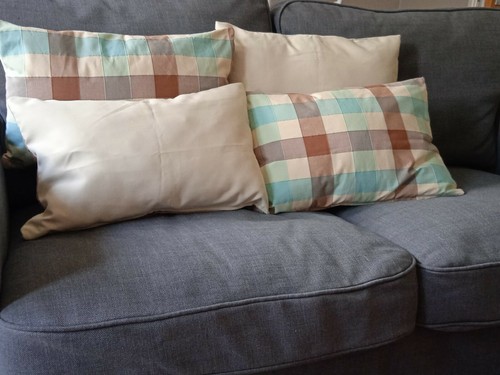 Beige check cushion cover 4pcs - Picture 4 of 4