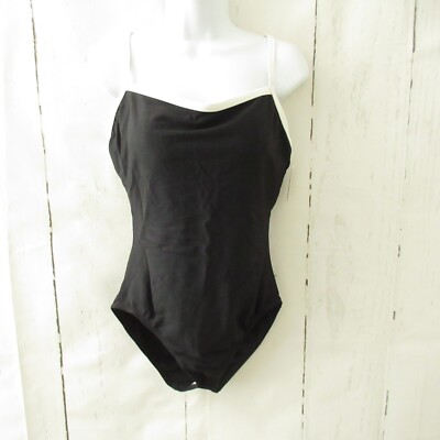 New Croft & Barrow One Piece Swimsuit 12 Black Ribbed