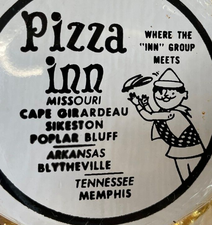 Vintage Pizza Inn Glass Ash Tray Cape Girardeau MO Sikeston Blytheville